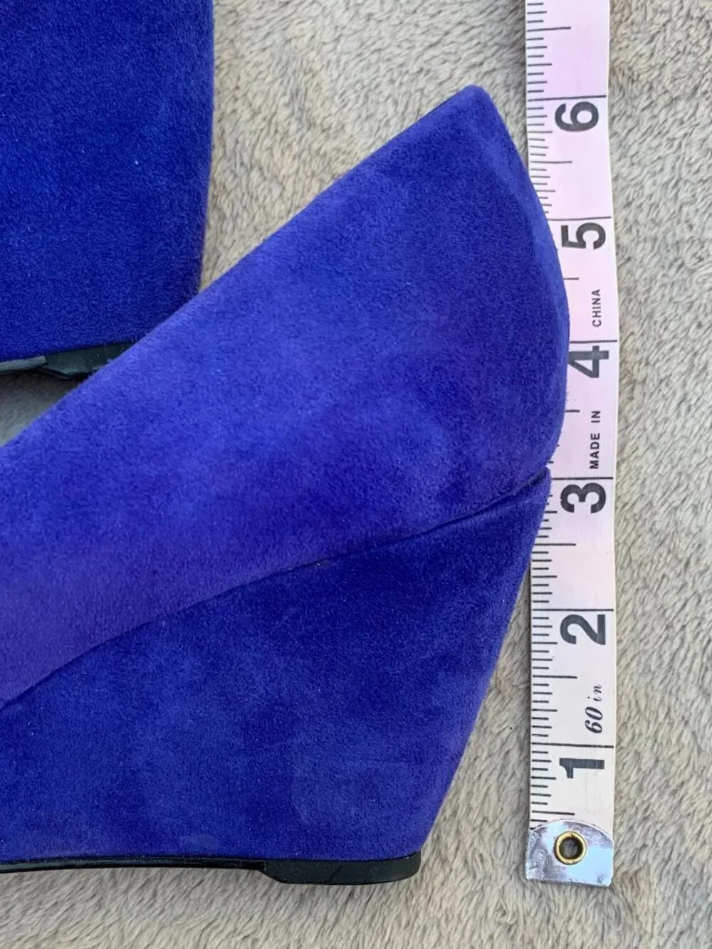 Bandolino Transpose Blue Suede Demi Wedges Sz 7.5